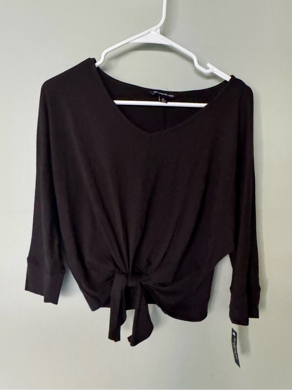 Zac & Rachel Black Wide Boatneck Dolman Long Sleeve Top